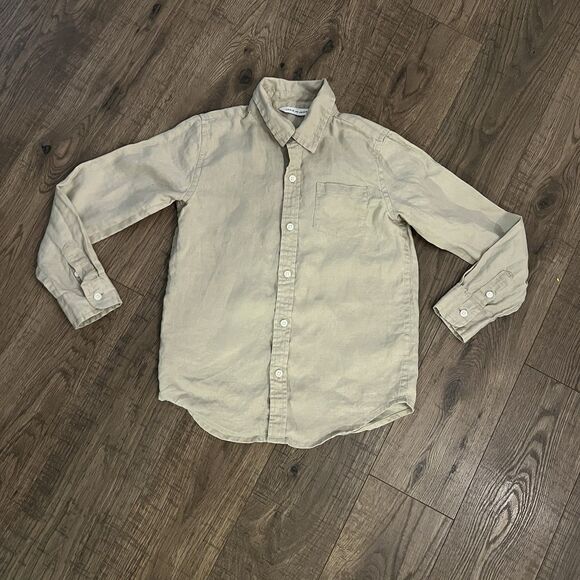 Janie & Jack Boys Shirt 6 100% Linen Button Up - Picture 1 of 4